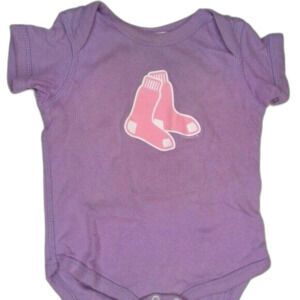 Soft As A Grape Boston Red Sox Short Sleeve Onesie 6M Lavender Pink Red Sox VGUC